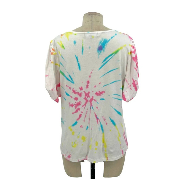 Generation Love Odessa Tie-Dye Puff-Sleeve T-Shirt White‎ Size Medium - Picture 4 of 7